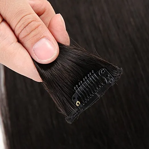 Brazilian Hair Extension Clip in Human Hair Extension 18inch 7PCS for Full Head (AV-CHL07-18-1B)
