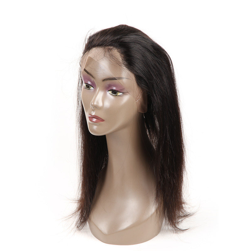 Brazilian Remy Hair Straight Wave 360 Lace Closure with Baby Hair 100% Human Hair Free Part Pre Plucked