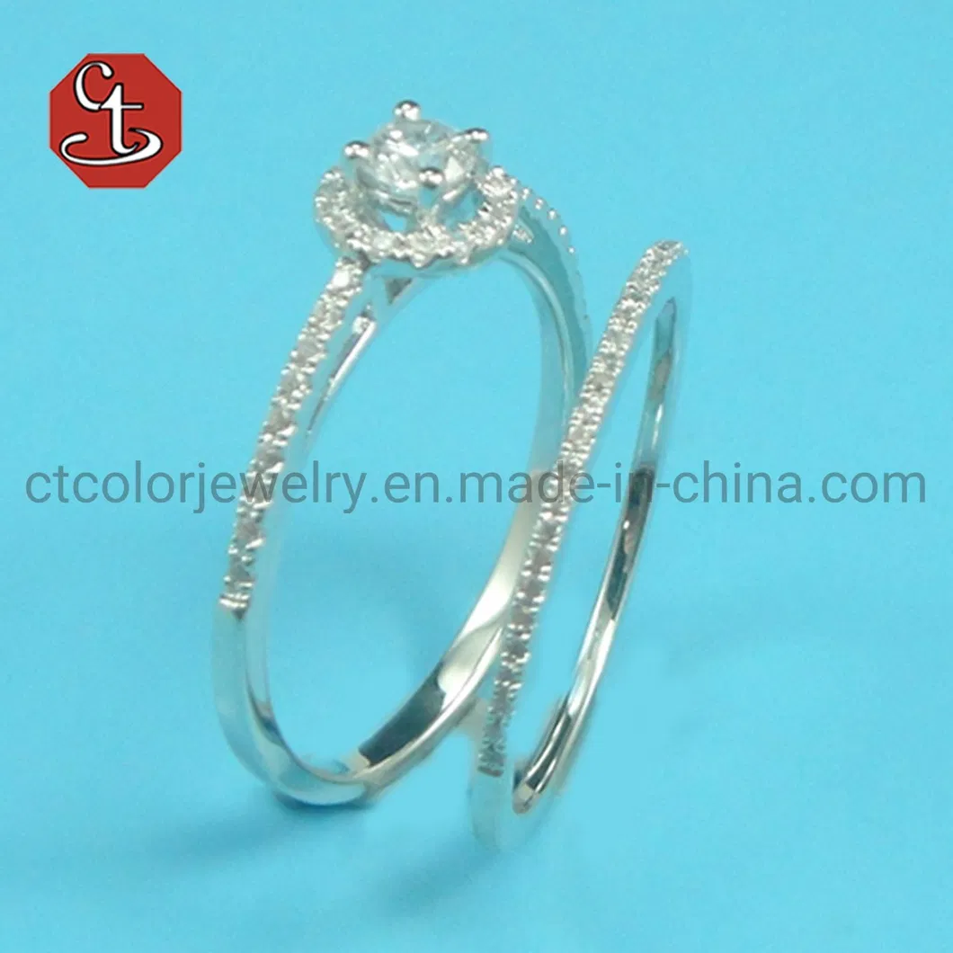 Bridal Sets Inlaid Ring Romantic Romantic Proposal Wedding Pave AAA+ Cubic Zircon Silver Jewelry