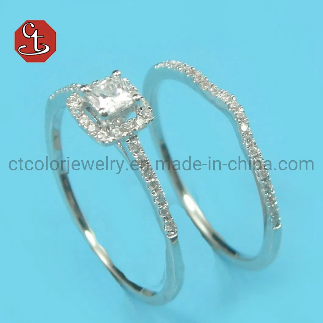 Bridal Sets Inlaid Ring Romantic Romantic Proposal Wedding Pave AAA+ Cubic Zircon Silver Jewelry