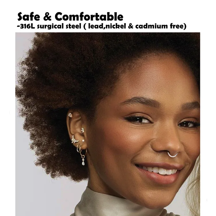 Bright Shine 316L Surgical Stainless Steel Jewelry Piercings Hinged Segment Ring