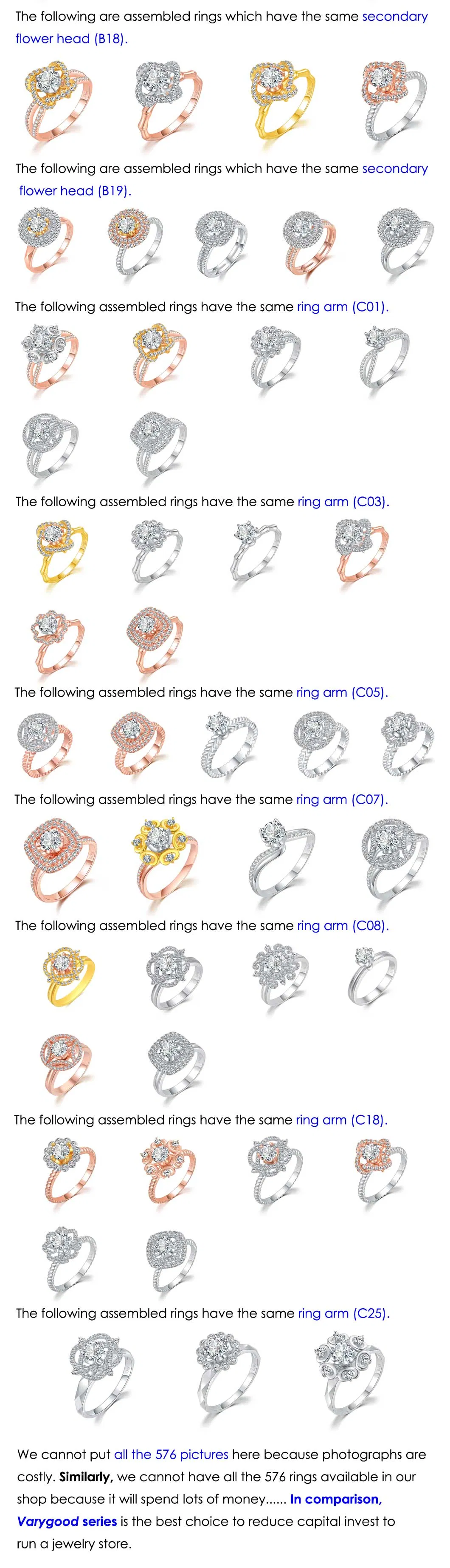 Central Flower Head of Real Gold Natural Diamond Rings or Pendants Jewelry