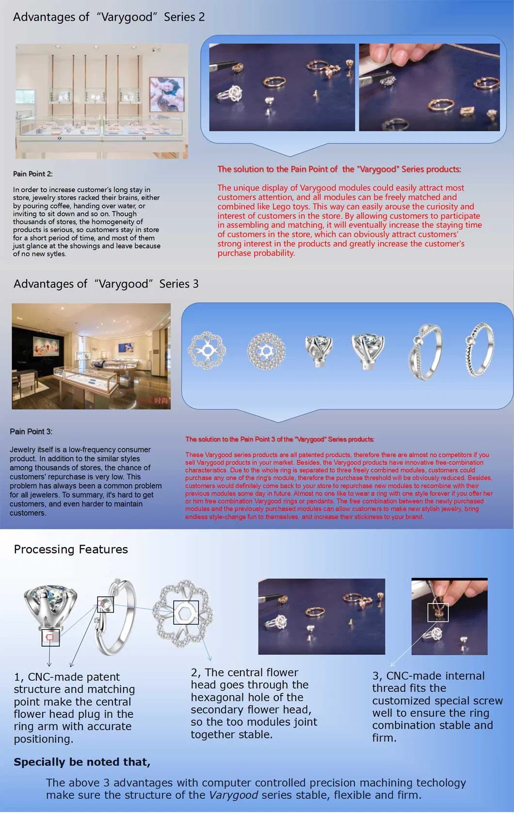 Central Flower Head of Real Gold Natural Diamond Rings or Pendants Jewelry