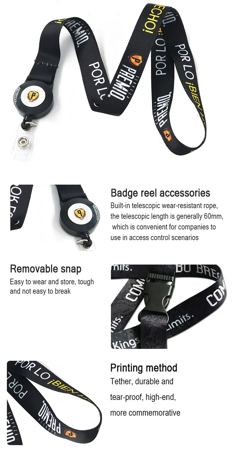 Cheap Custom Badge Reel Lanyard No Minimum Order