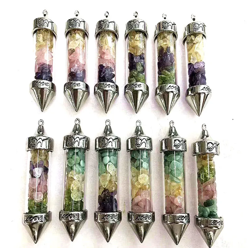 Color Semi-Precious Crystal Element Energy Smal Natural Stone Glass Pendant