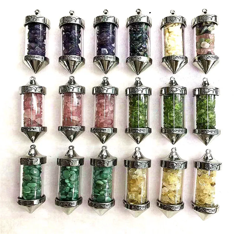 Color Semi-Precious Crystal Element Energy Smal Natural Stone Glass Pendant