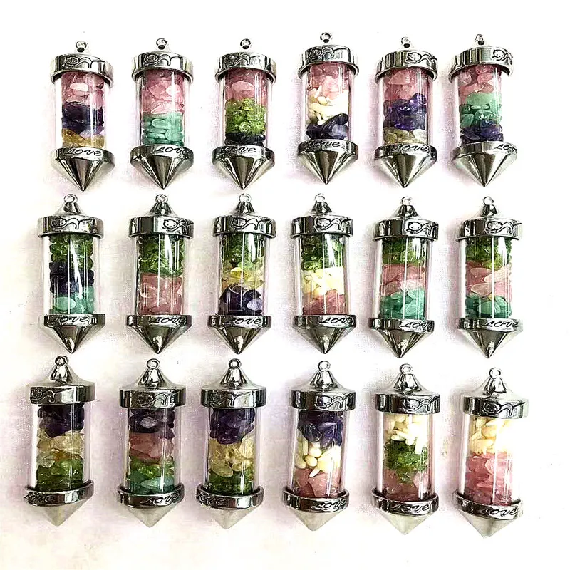 Color Semi-Precious Crystal Element Energy Smal Natural Stone Glass Pendant