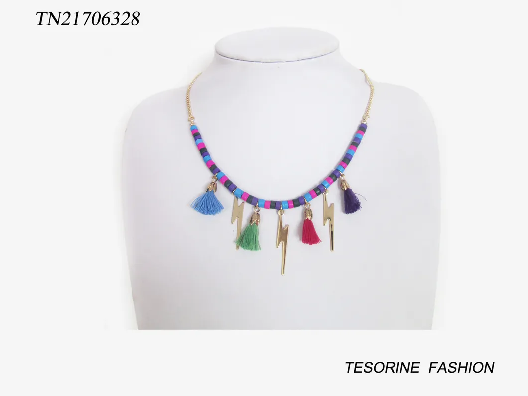 Colorful Design Fashion Jewelry Multi Tassel Pendant Necklace