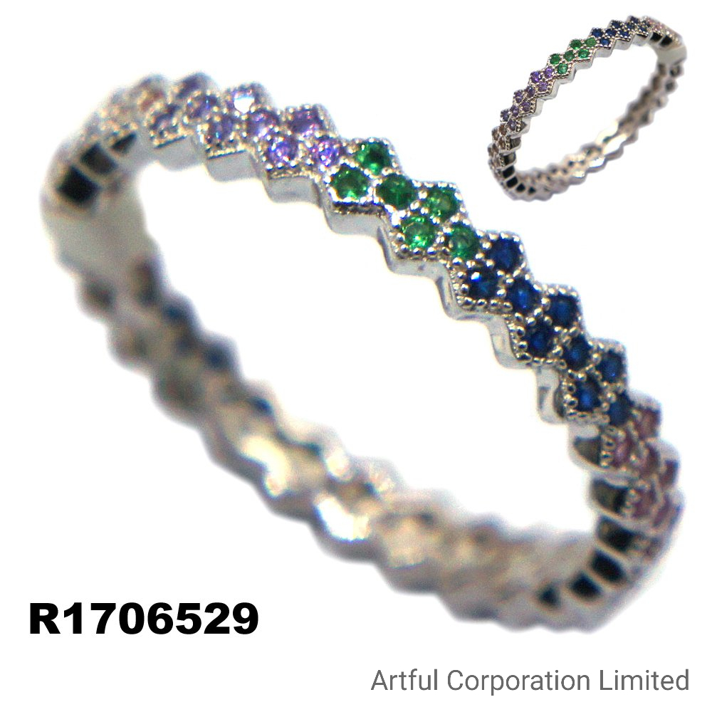 Colorful Silver Ring with High Quality CZ