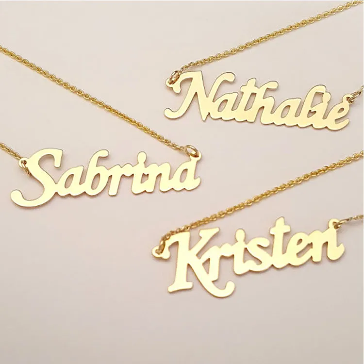 Custom Personalized Alphabet Letter Pendant 9K 14K 18K Gold Name Necklace Jewellery with Diamond