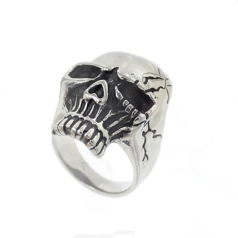 Custom Stainless Steel Skull Biker Ring Jewelry Mens Ring