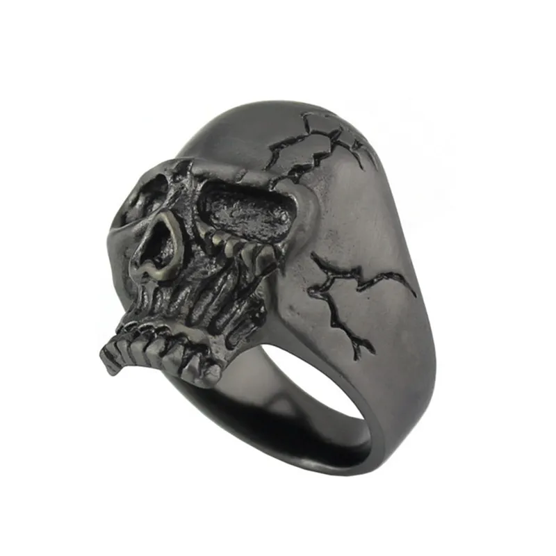 Custom Stainless Steel Skull Biker Ring Jewelry Mens Ring
