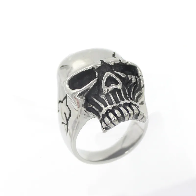 Custom Stainless Steel Skull Biker Ring Jewelry Mens Ring
