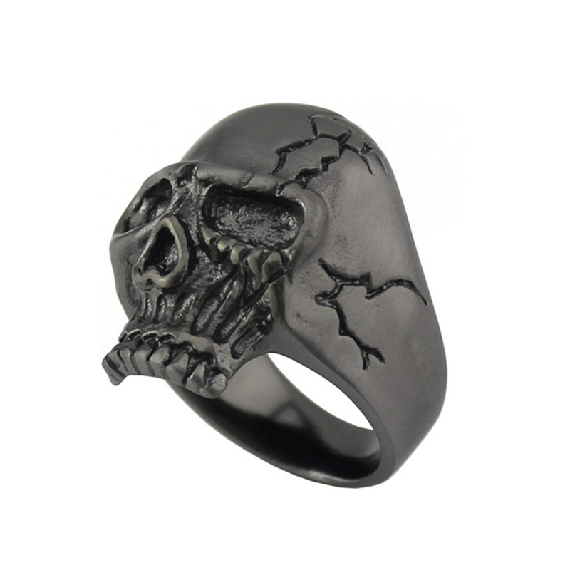 Custom Stainless Steel Skull Biker Ring Jewelry Mens Ring