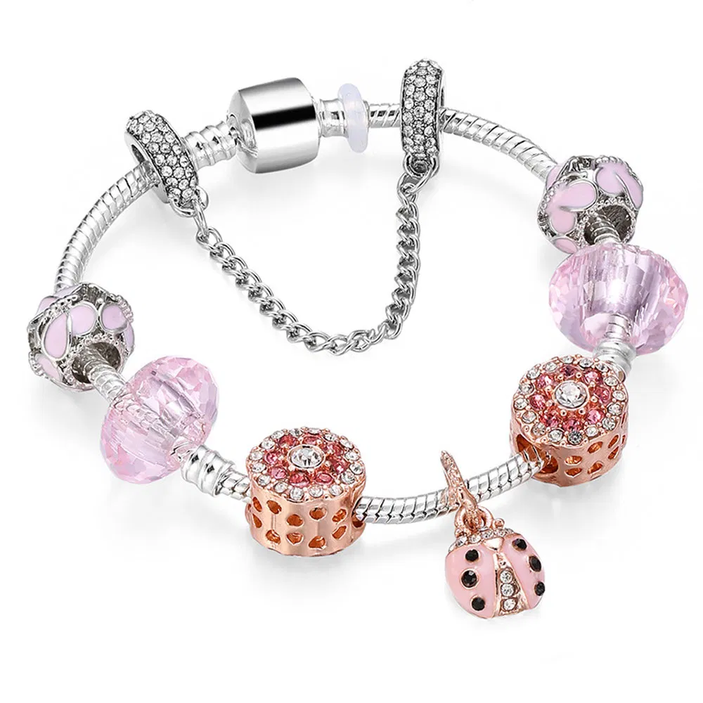 Cute Ladybird Charm Bracelets Little Girl Beetle Charm Bracelet for Kids