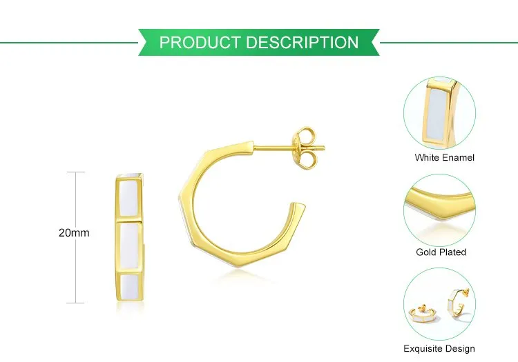 Dainty Minimalist Huggie Piercing Gold Colored C Shape Earrings New Design Statement White Enamel Open Hoop Earrings
