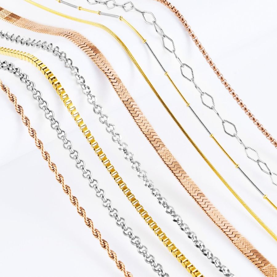 Delicate Gold Plated Stainless Steel Flat Cable Necklace for Layering Wearing