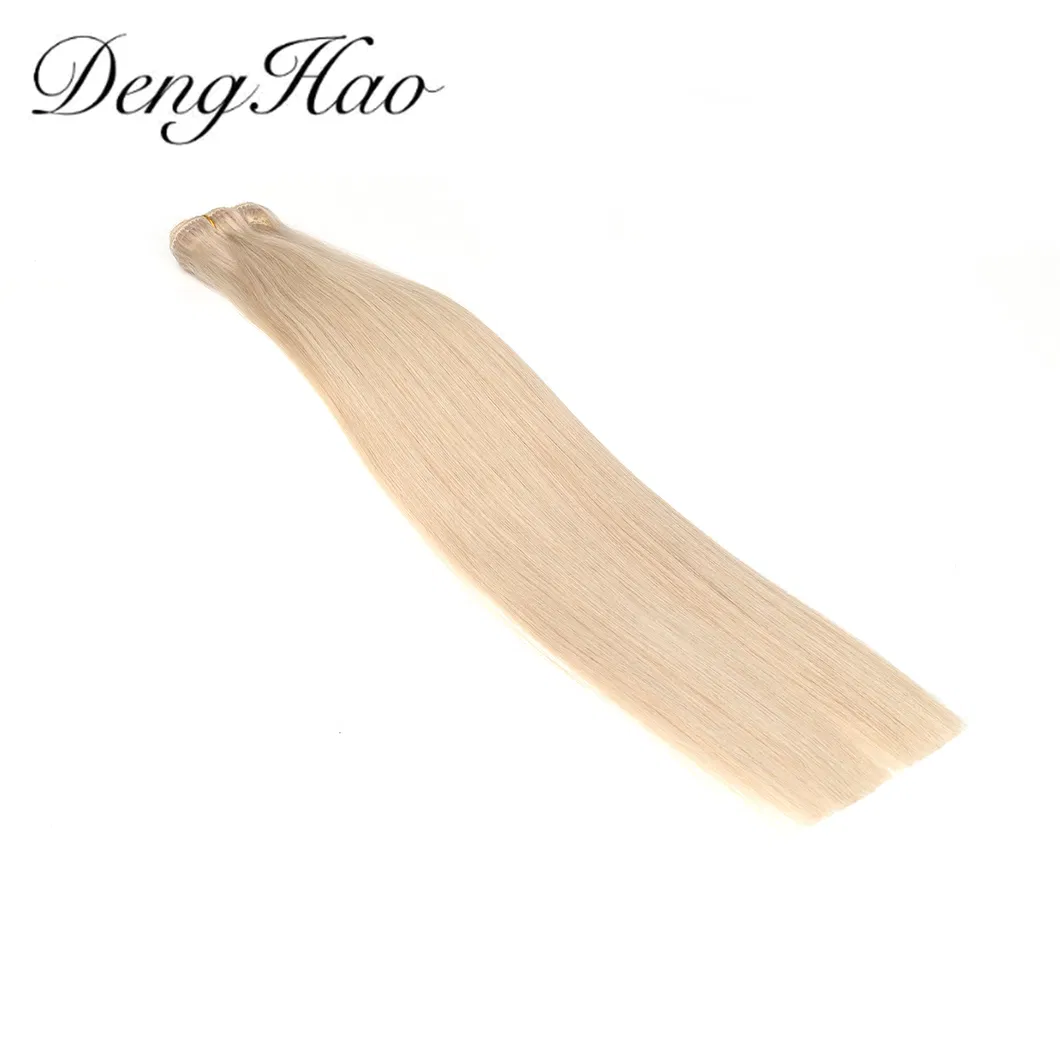 Denghao 100% Brazilian Virgin Human Remy Hair Hand Tied Weft Extensions with Cuticle Aligned