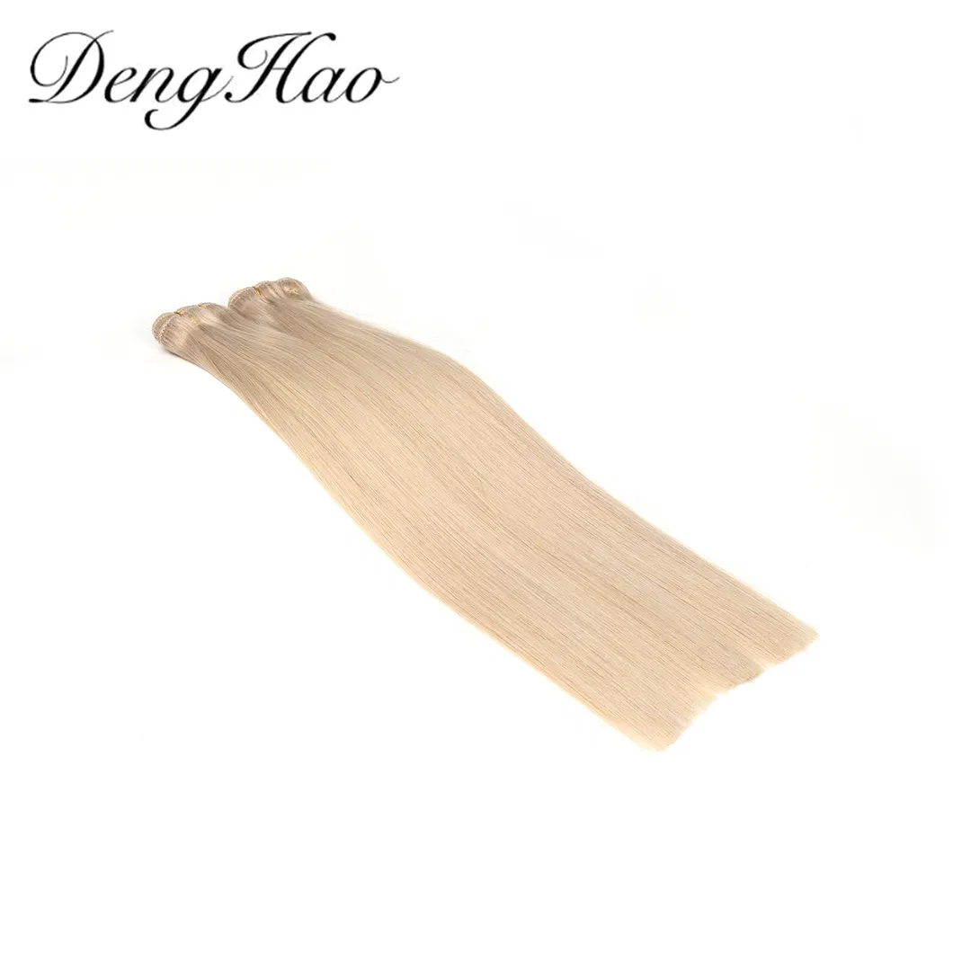 Denghao 100% Brazilian Virgin Human Remy Hair Hand Tied Weft Extensions with Cuticle Aligned