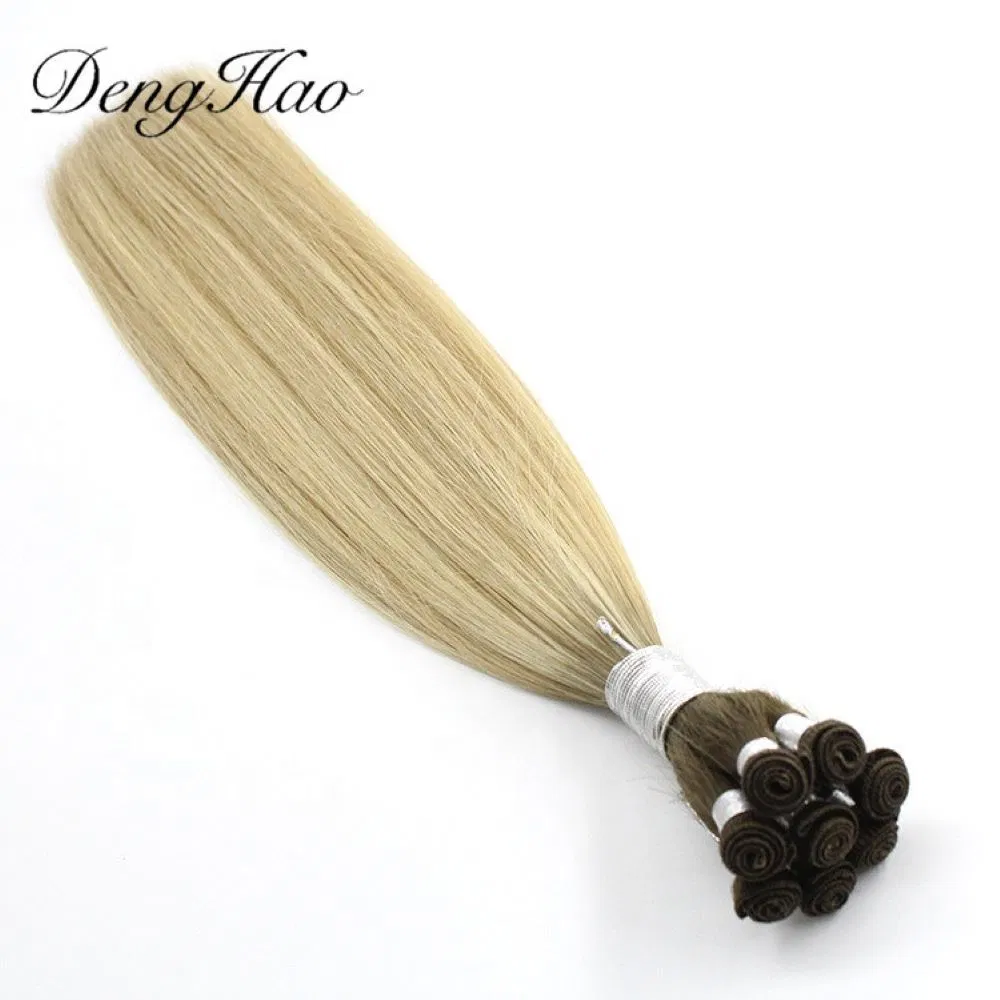 Denghao 100% Brazilian Virgin Human Remy Hair Hand Tied Weft Extensions with Cuticle Aligned