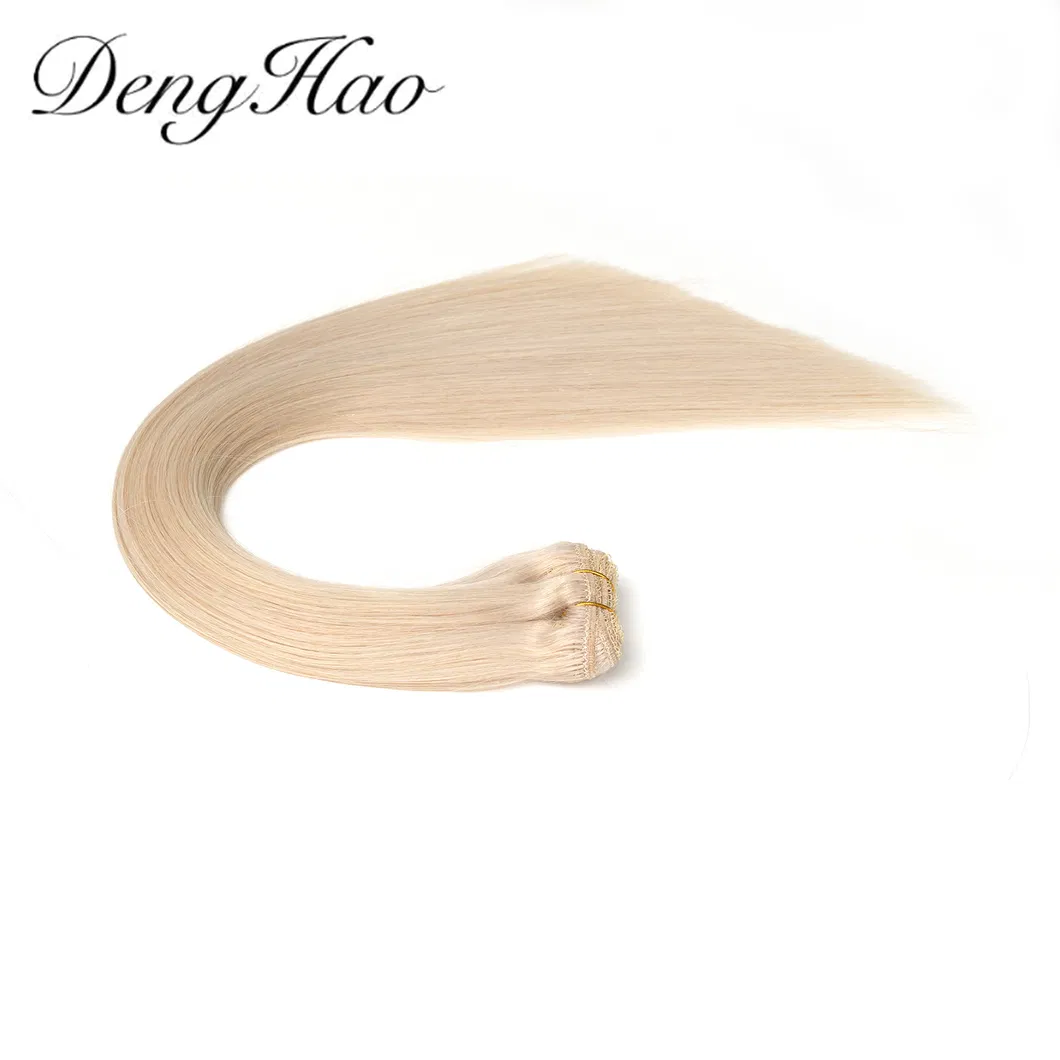 Denghao 100% Brazilian Virgin Human Remy Hair Hand Tied Weft Extensions with Cuticle Aligned