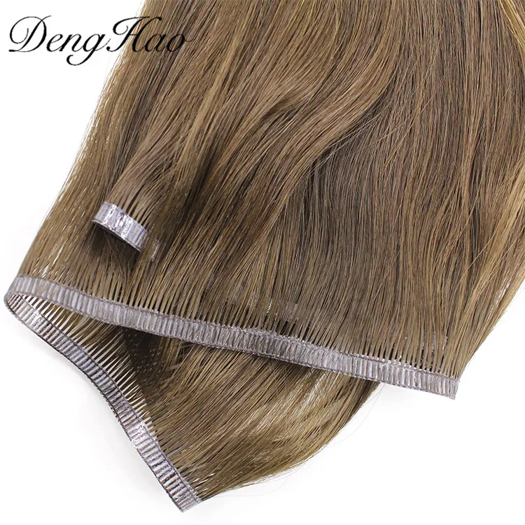Denghao Double Drawn Straight Human Hair Extension Raw Virgin Flat Weft