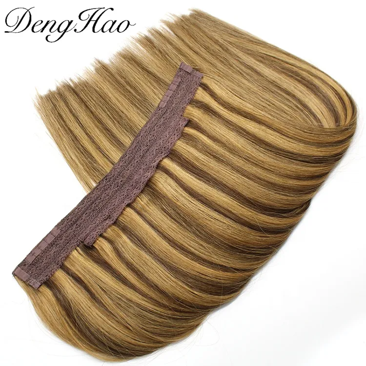 Denghao Natural Hair Extension Remy Human Hair Halo Weft Hair Extensions