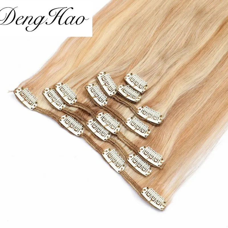 Denghao Seamless Clip Ins Hair 100% Brazilian Virgin Remy Human Hair Extensions
