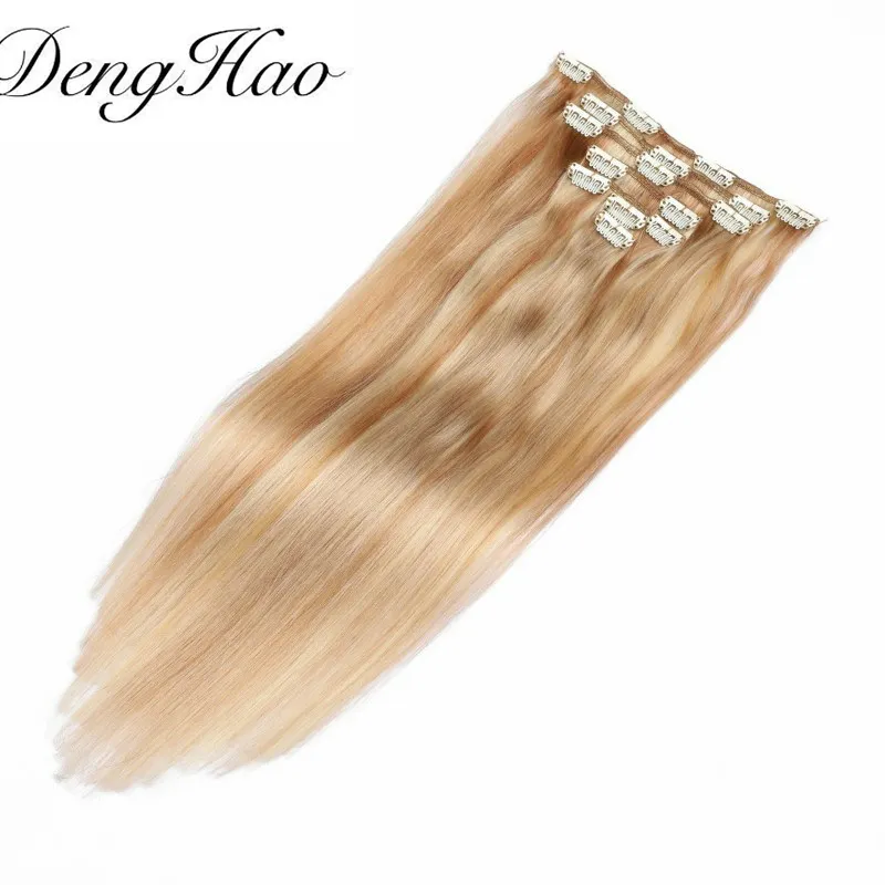 Denghao Seamless Clip Ins Hair 100% Brazilian Virgin Remy Human Hair Extensions