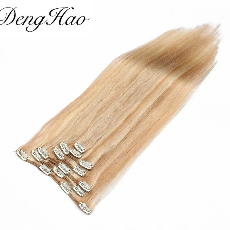 Denghao Seamless Clip Ins Hair 100% Brazilian Virgin Remy Human Hair Extensions