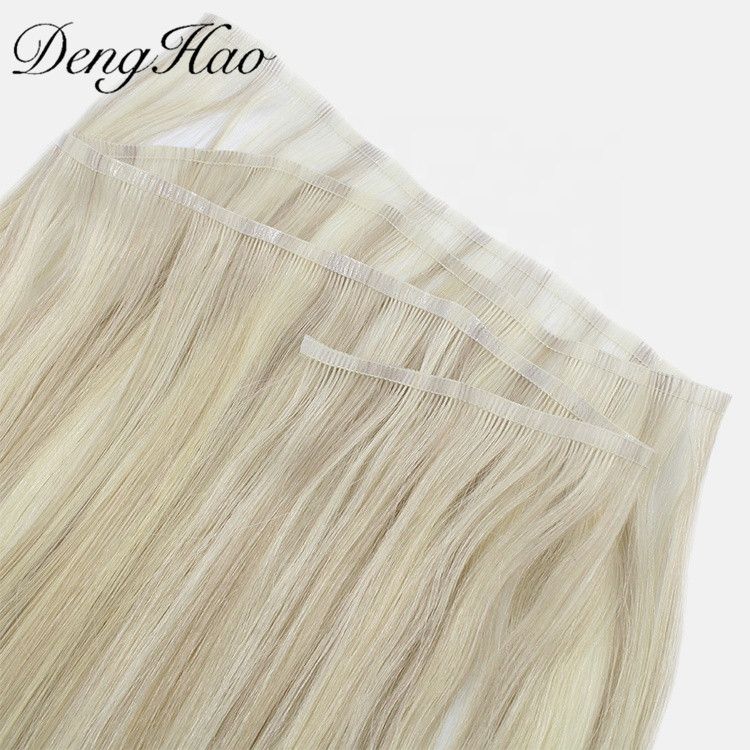 Denghao Wholesale Factory 100% Natural India Virgin Human Flat Weft Hair Extension