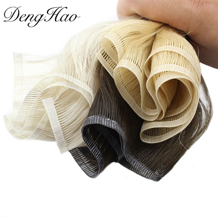 Denghao Wholesale Factory 100% Natural India Virgin Human Flat Weft Hair Extension