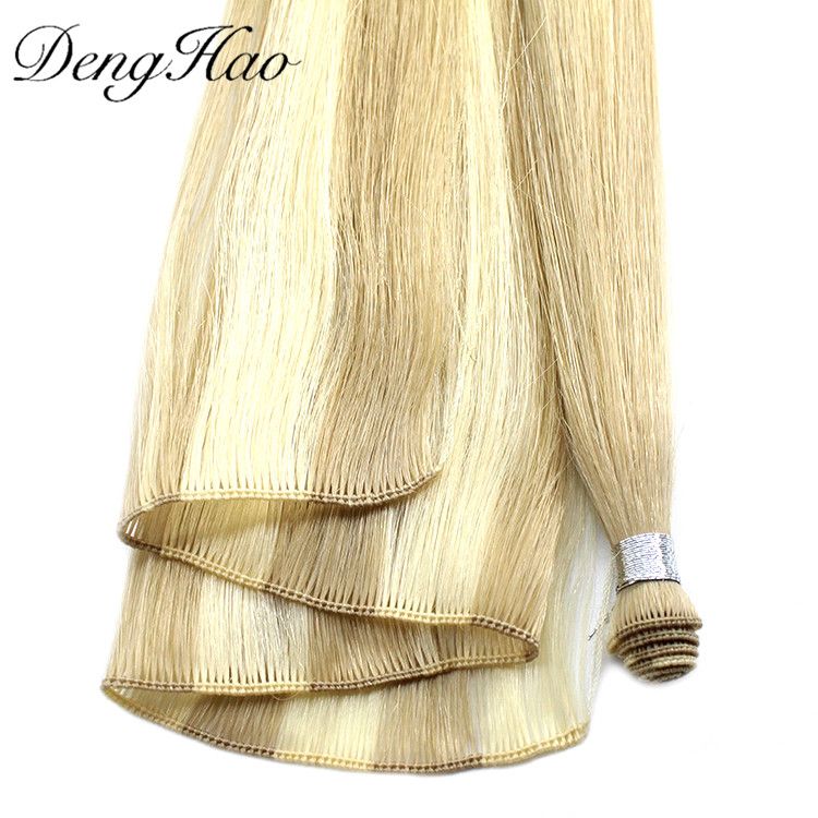 Denghao Wholesale Factory 100% Natural India Virgin Human Flat Weft Hair Extension