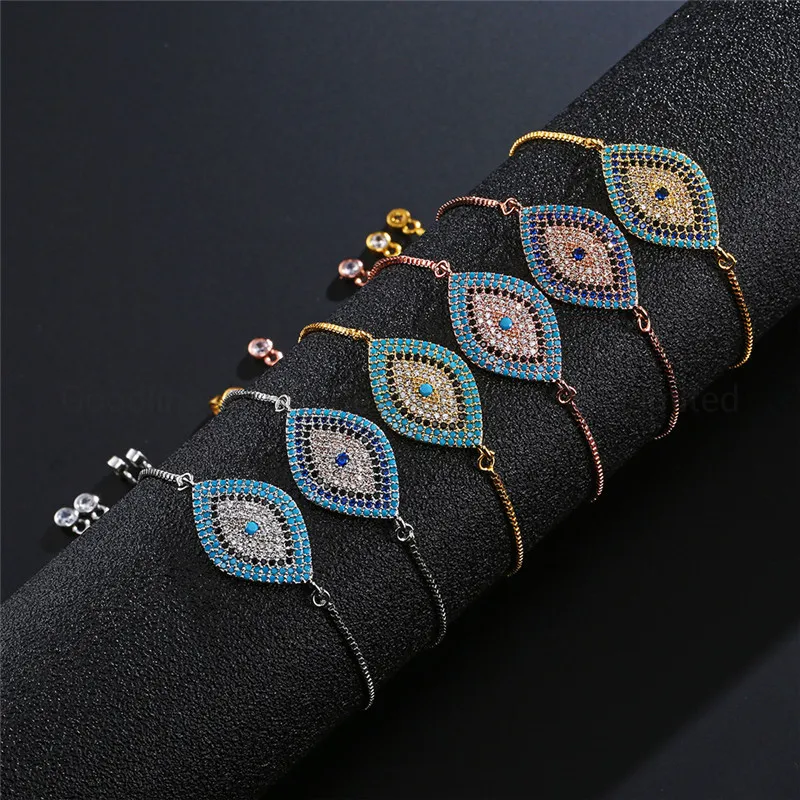 Devil′ S Eye Female Copper Micro Inlaid Zircon Bracelet