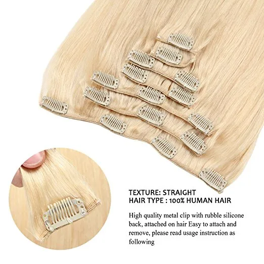 Double Weft Clip in Hair Extension 7PCS for Full Head (AV-CHL07-18-613)