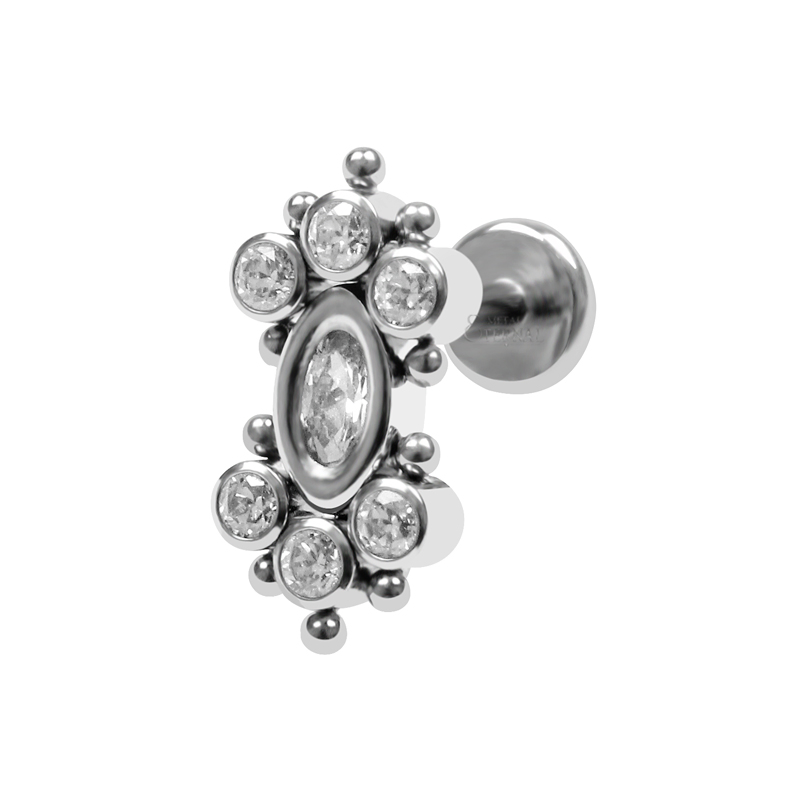 Eternal 16g ASTM F136 Titanium Cluster Internally Threaded Labret Piercing Ring
