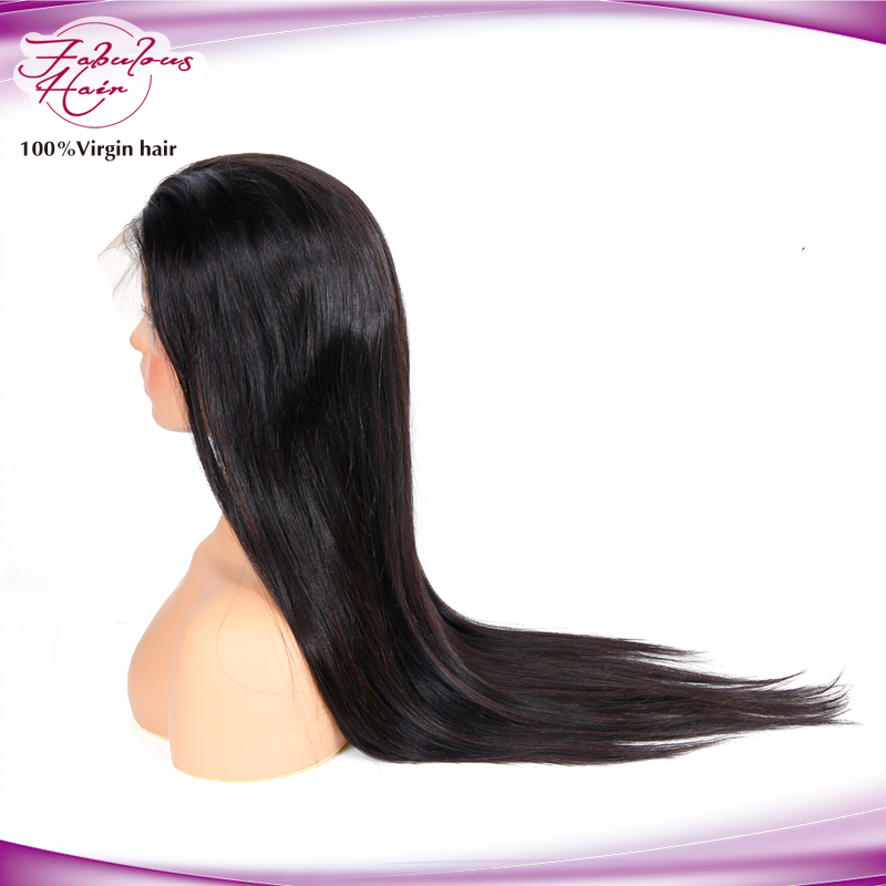 Factory Directly Supply Natural Color Brazilian Straight Hair Lace Frontal Wigs