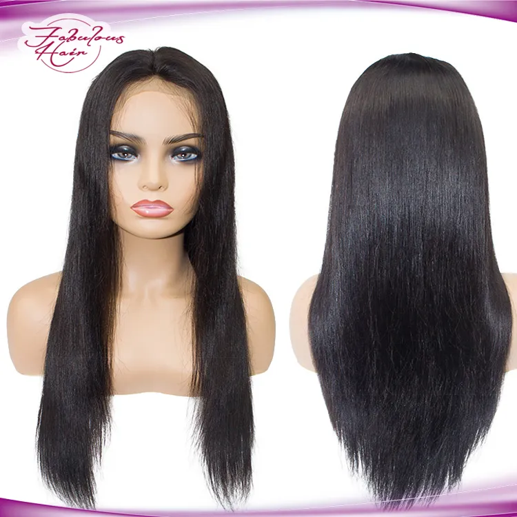 Factory Directly Supply Natural Color Brazilian Straight Hair Lace Frontal Wigs