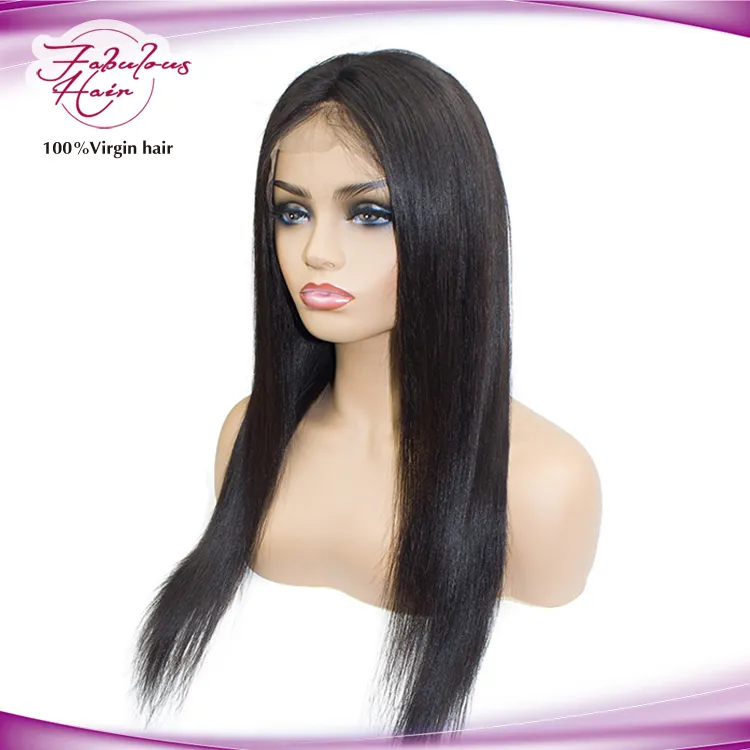 Factory Directly Supply Natural Color Brazilian Straight Hair Lace Frontal Wigs