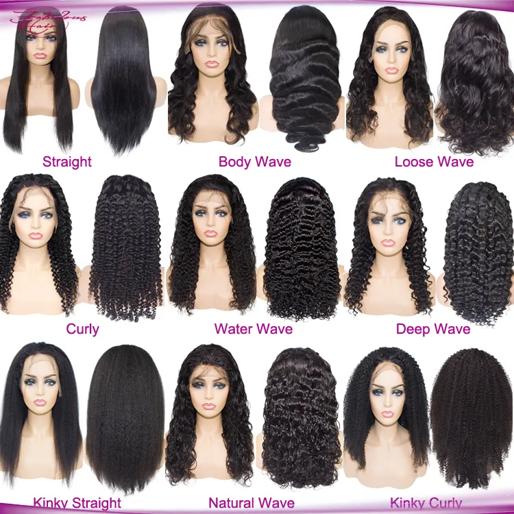 Factory Directly Supply Natural Color Brazilian Straight Hair Lace Frontal Wigs