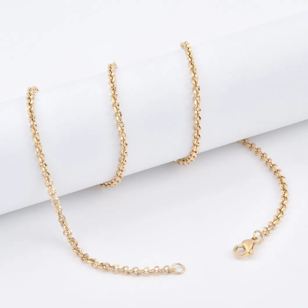 Factory Price Cheap 18K Gold Plated Stainless Steel Fashion Belcher Rolo Chain Jewelry Bangle Bracelet Necklace for Pendants