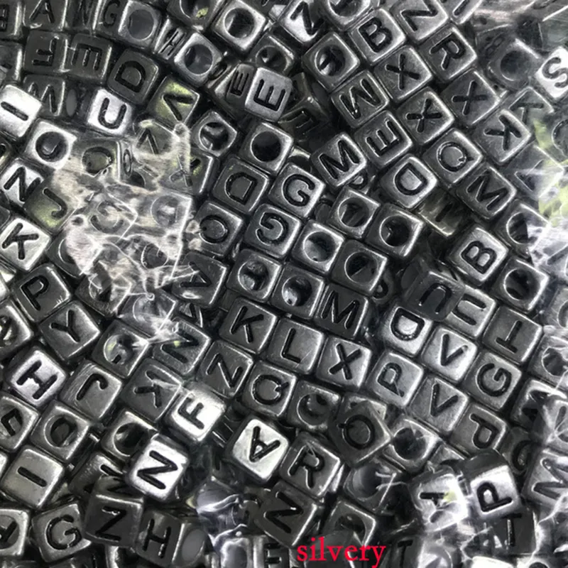Factory Wholesale Mixed Alphabet Letters Beads Cube Square Loose Beads Kids DIY Acrylic Bead
