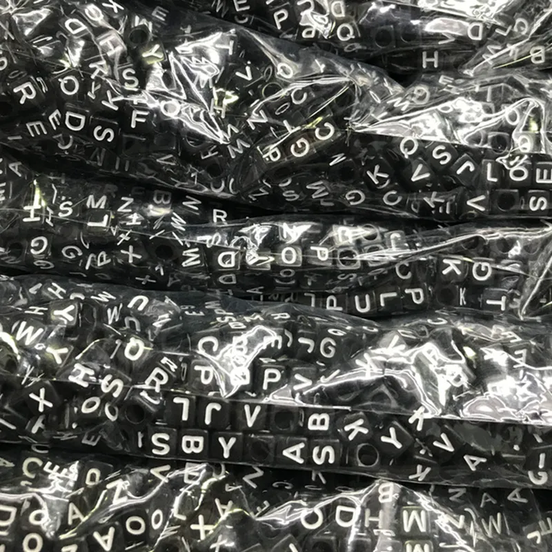 Factory Wholesale Mixed Alphabet Letters Beads Cube Square Loose Beads Kids DIY Acrylic Bead