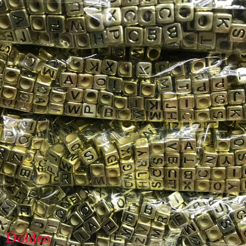 Factory Wholesale Mixed Alphabet Letters Beads Cube Square Loose Beads Kids DIY Acrylic Bead