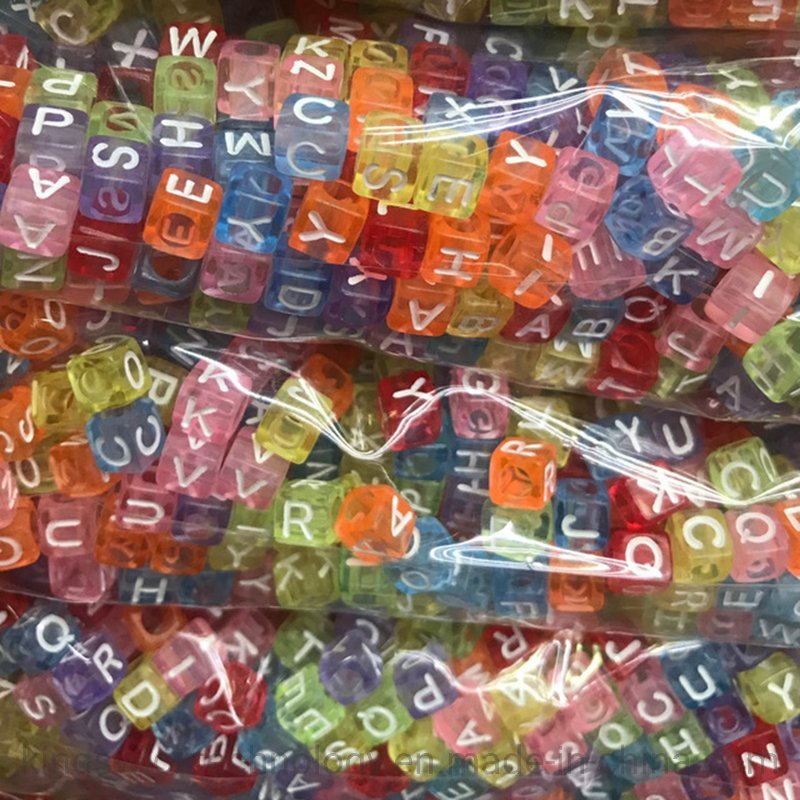 Factory Wholesale Mixed Alphabet Letters Beads Cube Square Loose Beads Kids DIY Acrylic Bead