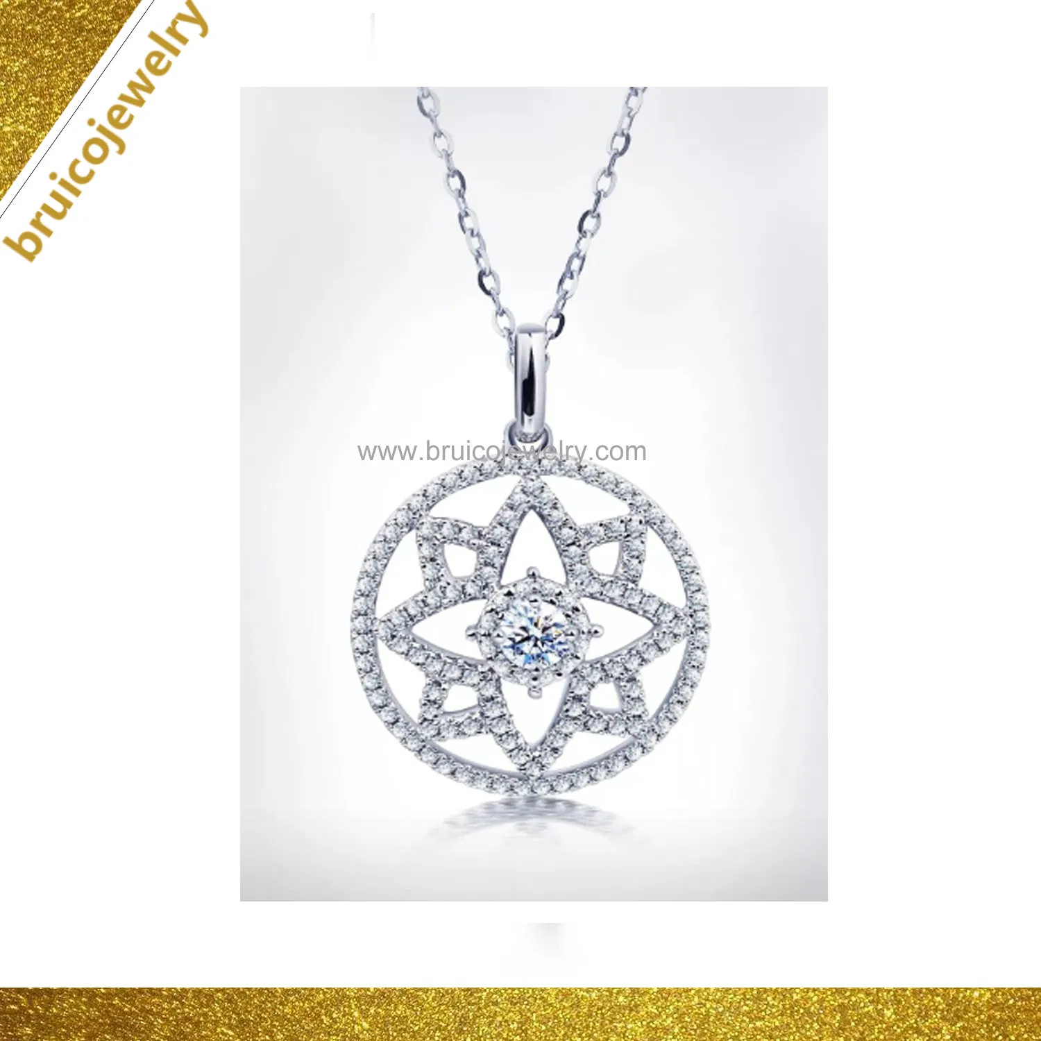 Fashion 9K 14K 18K Gold Plated Jewelry Gift 925 Sterling Silver Jewellery Crystal Necklaces with Zirconia