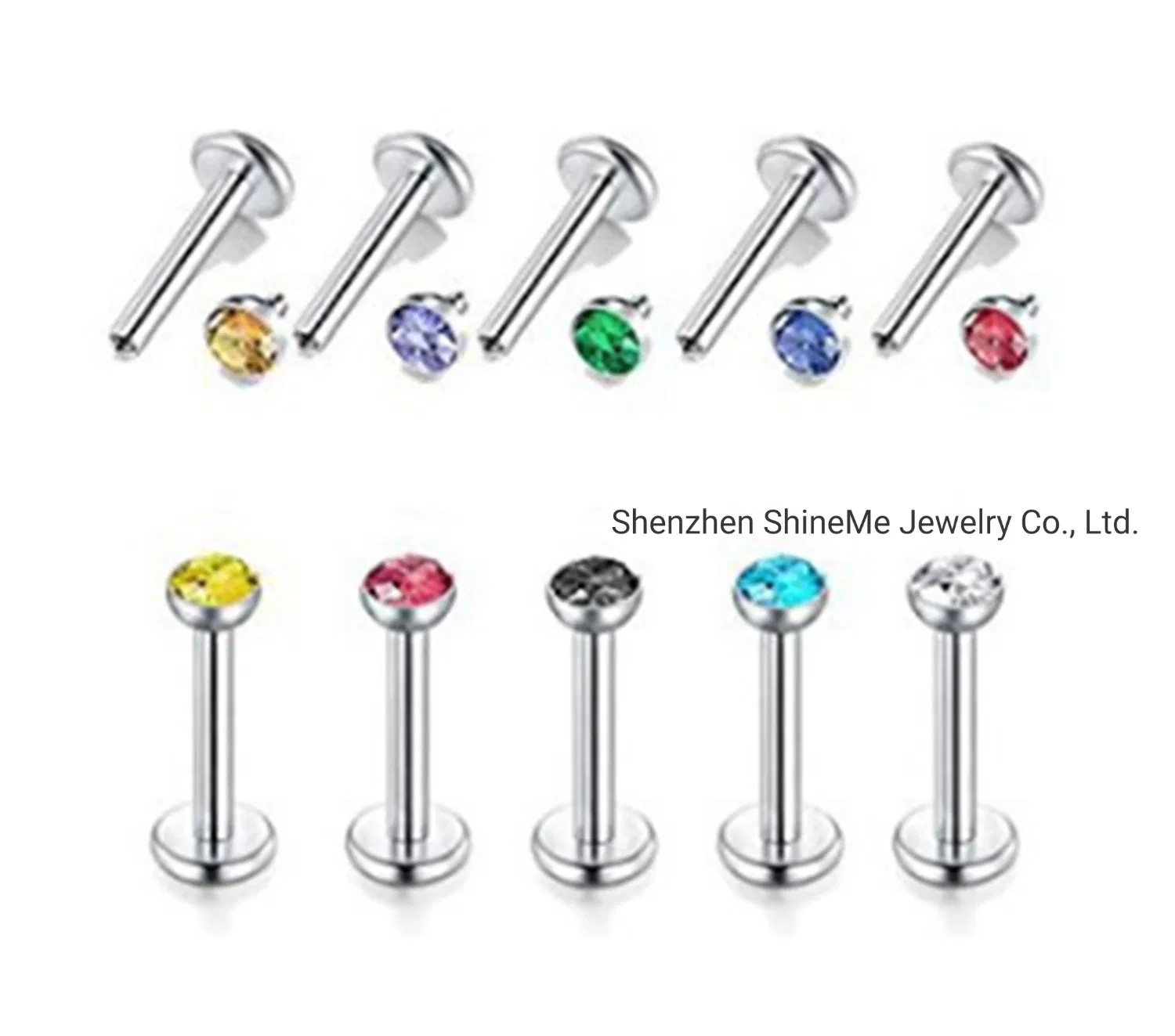 Fashion Jewelry Body Piercing High Quality G23 Titanium Opal Lip Stud Crystal Diamond Ear Studs Belly Piercings Tp2908