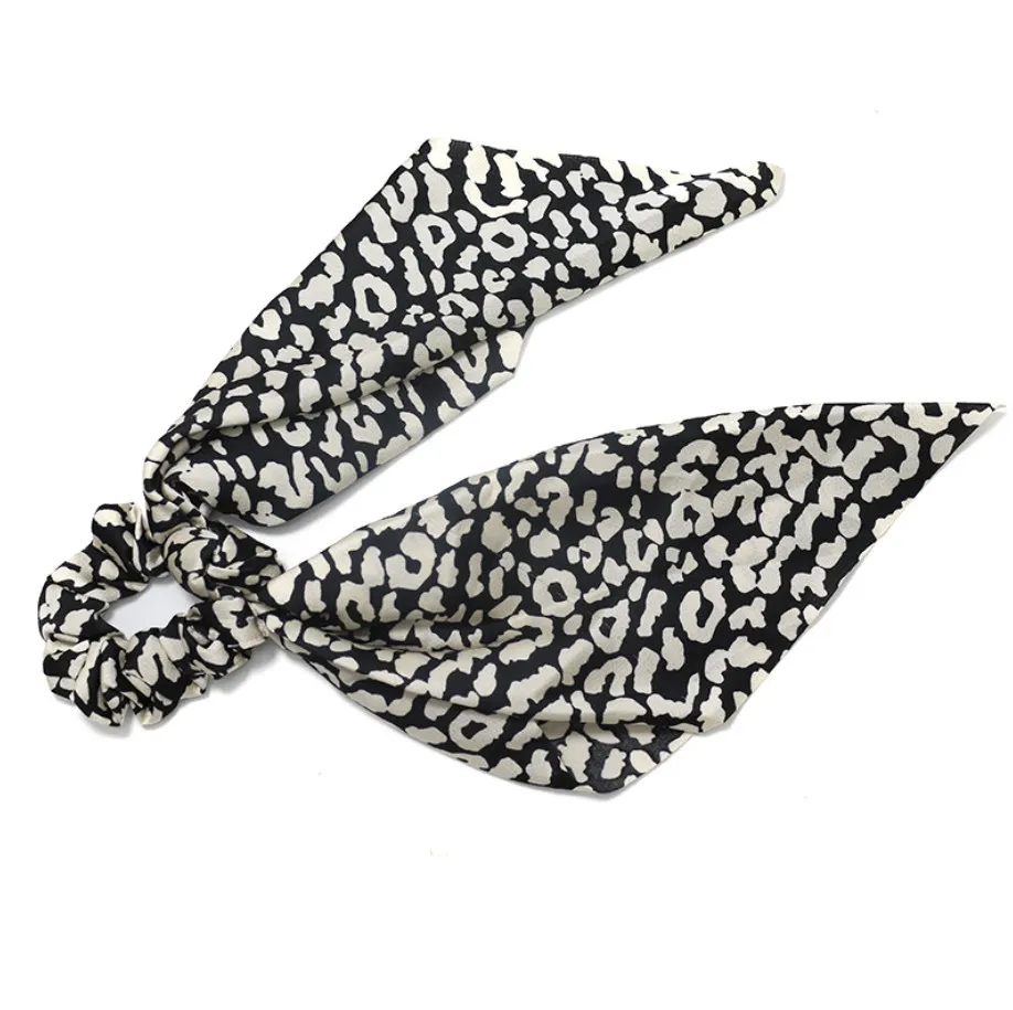 Fashion Jewelry Hair Accessories Bobbles Bowknot Leopard Satin Scarf Hair Scrunchies