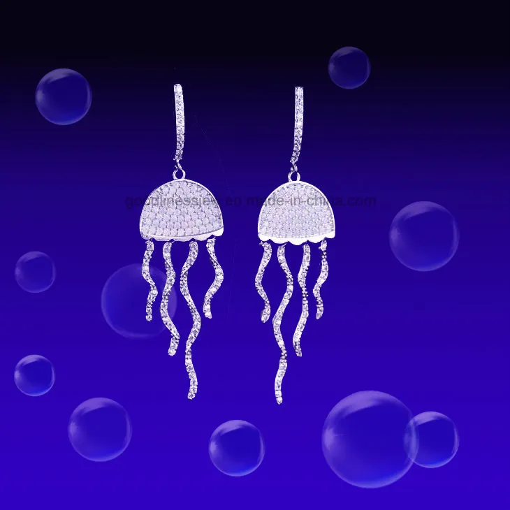 Fashion Jewelry Silver Jellyfish Drop Earring for Costume Jewelry