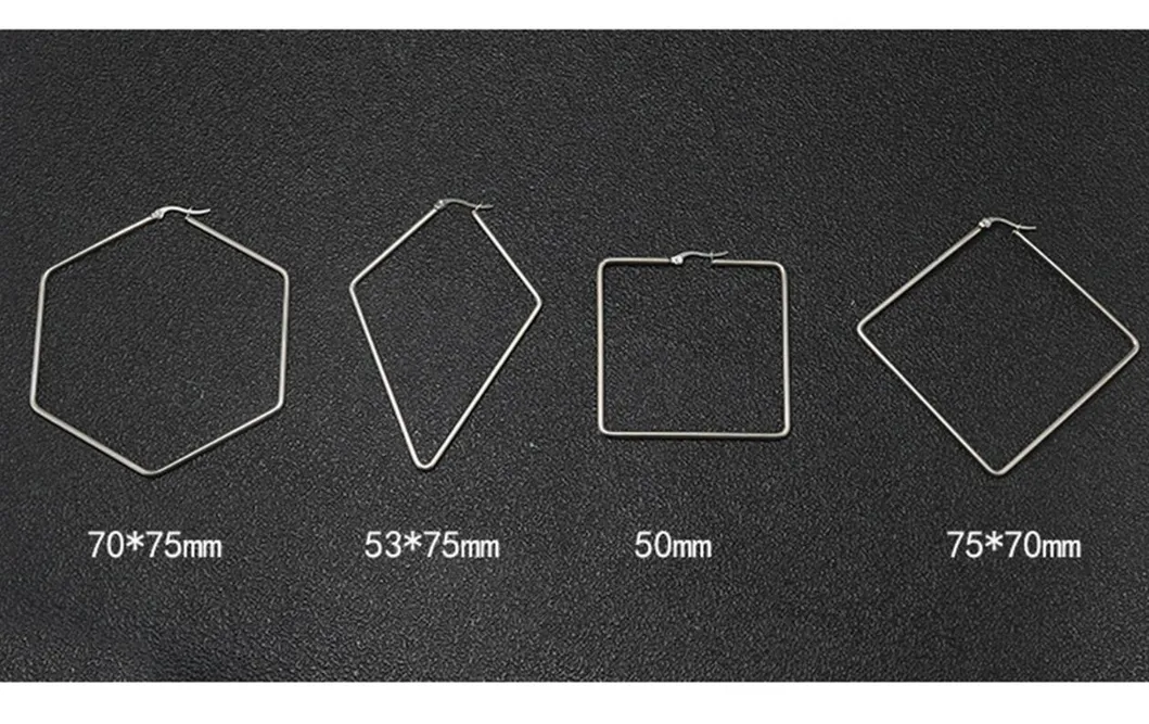 Fashion Jewelry Simple Titanium Steel Geometric Earrings Stainless Steel Exaggerated Hexagonal Big Earrings Er0315D